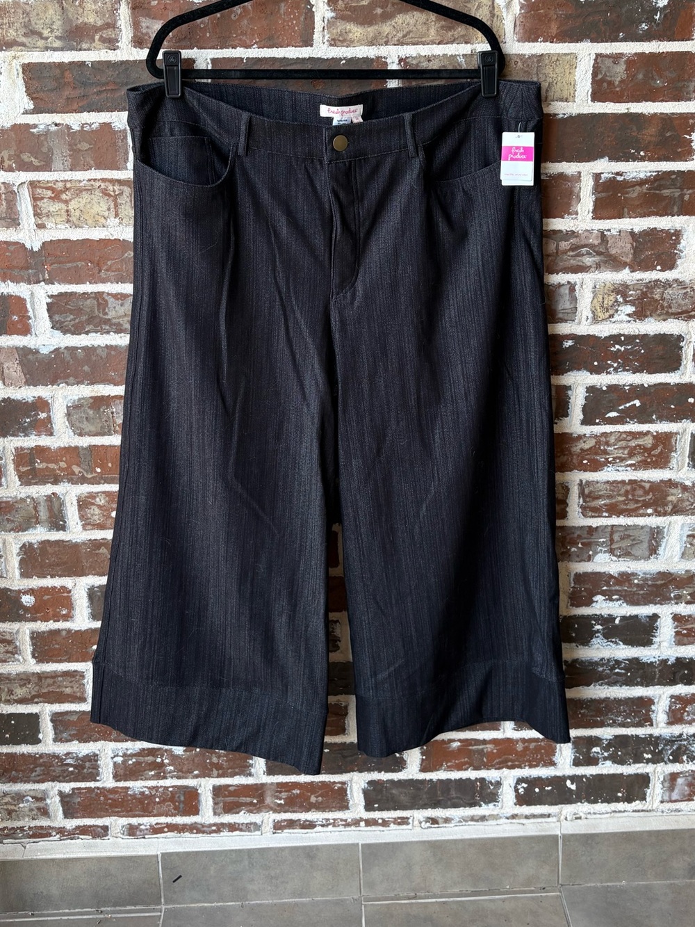 Fresh Produce Freshfit Wide Leg Crop Pants Capri Black Size 3X NWT